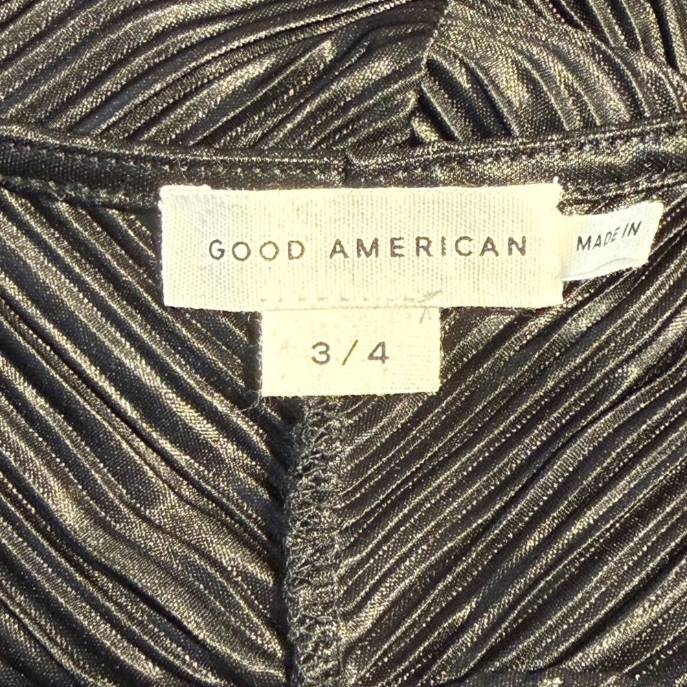 GOOD AMERICAN Black Always Fits Plisse Maxi Dress Pleated Ruched Size 3/4 L/XL - Picture 5 of 9